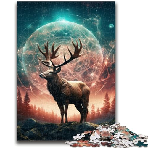 Sternenmond-Hirsch-Puzzle für Teenager, 1000 Teile, dekomprimierendes intellektuelles Lernspielzeug, tolle Geschenke und Spielzeuge (38x26cm) von AADSAZA