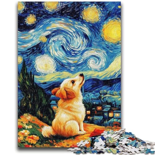 Sternennacht-Puzzle mit Hund, 1000 Teile, für Teenager, anspruchsvolles Spiel, Geschenke, ganze Familie (50x75cm) von AADSAZA