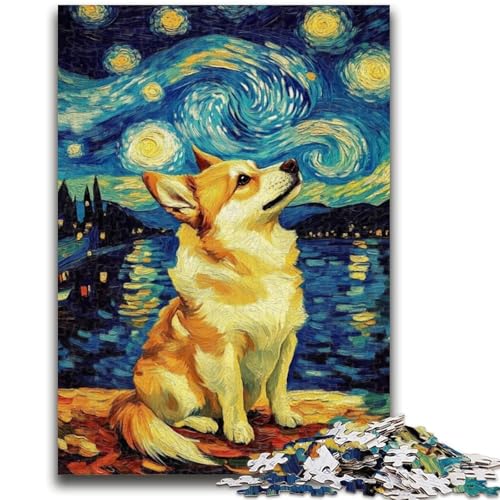 Sternennacht-Puzzle mit bezaubernden Huskies, 1000 Teile, für Teenager, Denkspiel, Wanddekoration, einzigartige Geburtstags (50x75cm) von AADSAZA