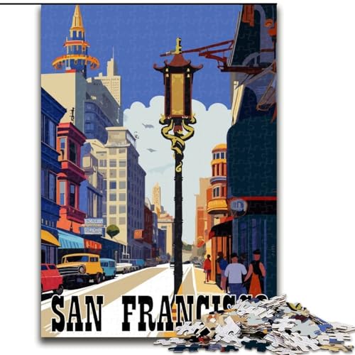 Straßenpuzzle von San Francisco für Erwachsene und Jugendliche, 1000 Teile, Lernspiel, Herausforderungsspielzeug, ganze Familie (50x75cm) von AADSAZA