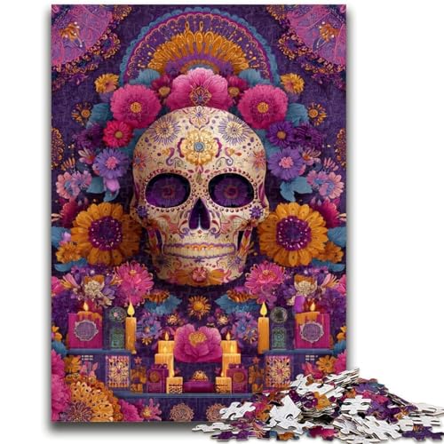 Sugar Skull Woman 1000-teiliges Puzzle für Erwachsene und Jugendliche, Spielzeug, Lernspiele, Stressabbau, geeignet als Schreibtischdekoration (38x26cm) von AADSAZA