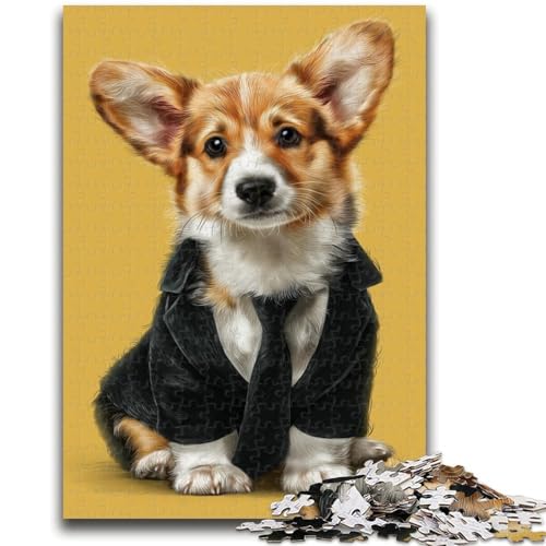 Suit Corgi-Puzzle für Teenager, 1000 Teile, anspruchsvolles Spiel und Familienspiel mit vollständig ineinandergreifenden, zufällig geformten Teilen (50x75cm) von AADSAZA