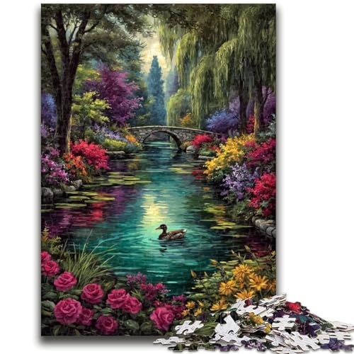 Summer Bridge Puzzle 1000 Teile für Erwachsene, Geschenke, anspruchsvolles Spiel und Familienspiel, ganze Familie (50x75cm) von AADSAZA