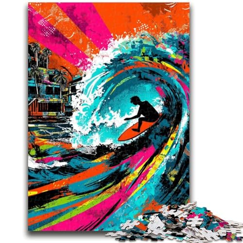 Surf-Graffiti-Puzzle, 1000 Teile, für Erwachsene, anspruchsvoll zu vervollständigen, Aber unterhaltsam und humorvoll, einzigartige Heimdekoration und Geschenke (38x26cm) von AADSAZA
