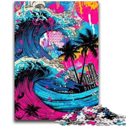Surf-Graffiti-Puzzle für Teenager, 1000 Teile, dekomprimierendes intellektuelles Lernspielzeug, tolle Geschenke und Spielzeuge (38x26cm) von AADSAZA