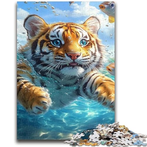 Taucher-Tiger-Puzzle 1000 Teile für Teenager-Geschenke, Spielzeug, Lernspiele, Stressabbau, tolle Geschenke und Spielzeuge (38x26cm) von AADSAZA