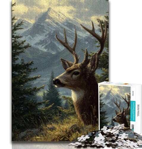 Tier-Hirsch-Puzzle für Teenager, 1000 Teile, Lernspiele, Heimdekoration, Künstlersammlung, Bildende Kunst (75x50cm) von AADSAZA