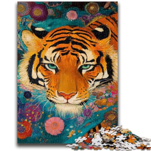 Tiger-Puzzle im japanischen Stil für Teenager, 1000 Teile, anspruchsvolles Spiel und Familienspiel mit vollständig ineinandergreifenden, zufällig geformten Teilen (38x26cm) von AADSAZA