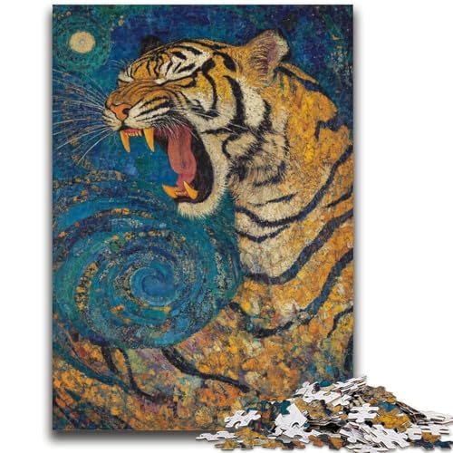 Tiger-Puzzle im japanischen Stil für Teenager, 1000 Teile, dekomprimierendes intellektuelles Lernspielzeug, tolle Geschenke und Spielzeuge (38x26cm) von AADSAZA