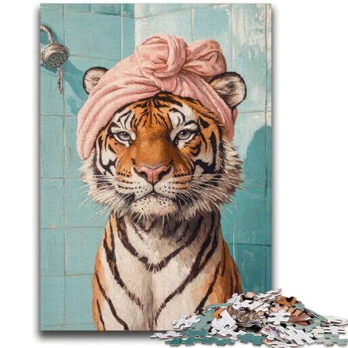 Tiger im Badezimmer-Puzzle für Erwachsene, 2000 Teile, Staycation, Zeit totschlagen, jedes Teil ist einzigartig – anspruchsvolles Familienspiel (70x100cm) von AADSAZA