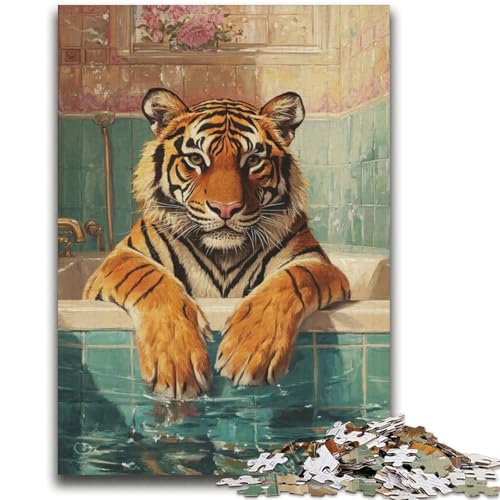 Tiger im Badezimmer-Puzzle für Erwachsene, 2000 Teile, hilft dem Gehirn, süchtig machendes Spielzeug zu trainieren, um Geduld bei der Eltern-Kind-Interaktion zu fördern (70x100cm) von AADSAZA