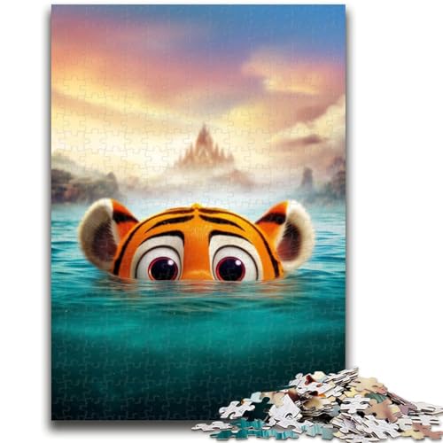 Tiger im Ozean-Puzzle mit 1000 Teilen für Teenager-Geschenke, Quizspiel, Wanddekoration, einzigartige Geburtstags (38x26cm) von AADSAZA