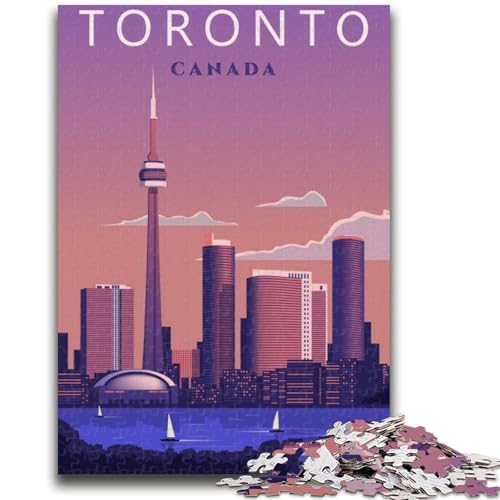 Toronto Ontario Reisekunst-Puzzle für Erwachsene, 1000-teiliges Puzzle, Denkspiel, Wanddekoration, einzigartige Geburtstags (38x26cm) von AADSAZA
