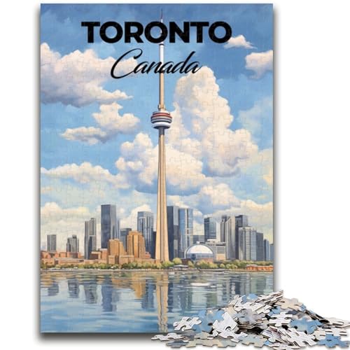 Toronto-Reiseposter, 1000-teiliges Puzzle für Teenager, Stressabbau, Urlaub zu Hause, Zeit totschlagen, mit passendem Poster und Quizblatt (38x26cm) von AADSAZA