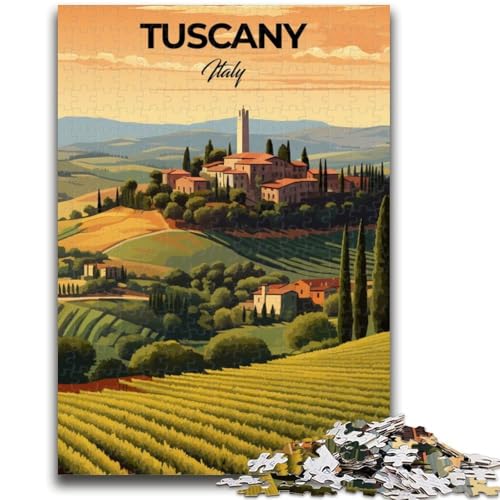 Toskana-Italien-Reise-Druckpuzzle für Erwachsene und Jugendliche,1000-teiliges Puzzle,anspruchsvolles Spiel und Familienspiel mit vollständig ineinandergreifenden,zufällig geformten Teilen (38x26cm) von AADSAZA