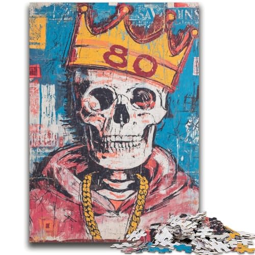 Totenkopf-Puzzle im Basquiat-Stil für Teenager, 1000 Teile, Familienspiel zum Stressabbau, schwierige Herausforderung, Künstlersammlung, bildende Kunst (50x75cm) von AADSAZA