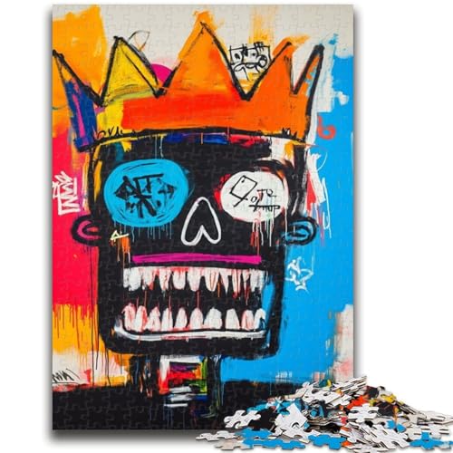 Totenkopf-Puzzle im Basquiat-Stil für Teenager, 1000 Teile, Lernspiel, Herausforderung, Spielzeug, Wanddekoration, einzigartige Geburtstags (38x26cm) von AADSAZA