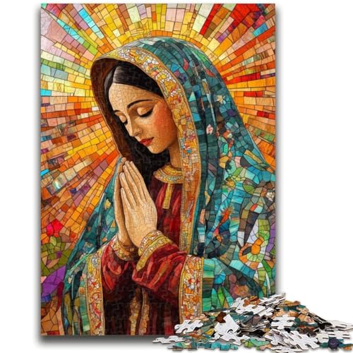 Unsere Liebe Frau von Guadalupe, betendes Puzzle für Teenager, 1000 Teile, anspruchsvolles Spiel und Familienspiel mit vollständig ineinandergreifenden, zufällig geformten Teilen (50x75cm) von AADSAZA