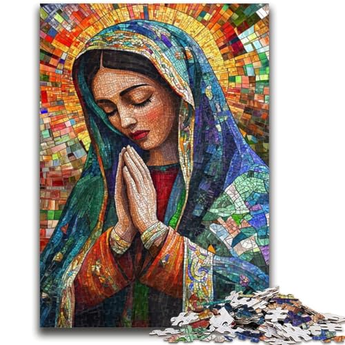 Unsere Liebe Frau von Guadalupe, betendes Puzzle für Teenager, 1000 Teile, anspruchsvolles Spiel und Familienspiel mit vollständig ineinandergreifenden, zufällig geformten Teilen (50x75cm) von AADSAZA
