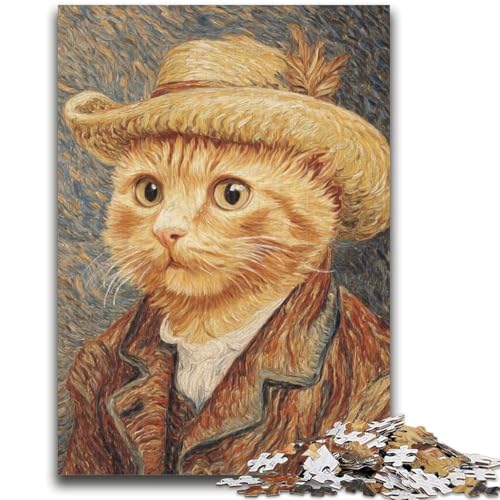 Van Gogh-Katze, Puzzle für Erwachsene, 1000 Teile, Lernspielzeug, Familienspiele mit passendem Poster und Quizblatt (38x26cm) von AADSAZA