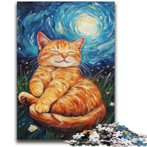 Van Gogh Nachthimmel-Katze, 2000-teiliges Puzzle für Erwachsene und Jugendliche, Lernspielzeug, Familienspiele mit passendem Poster und Quizblatt (70x100cm) von AADSAZA