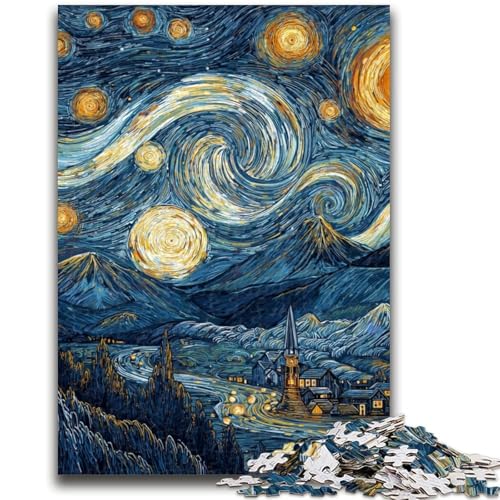 Van Gogh Nachthimmel-Puzzle, 1000 Teile, für Teenager, Lernspiele, Heimdekoration, als Geschenk für die ganze Familie (50x75cm) von AADSAZA