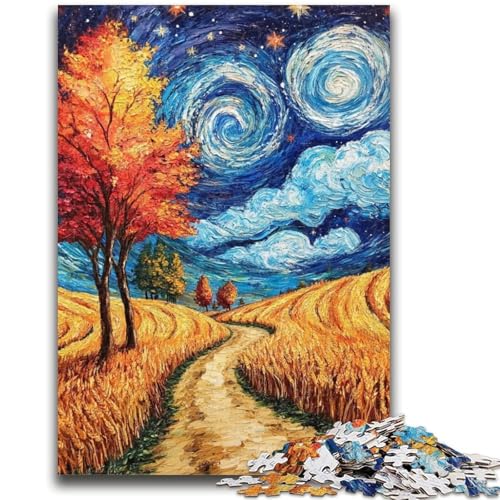Van Gogh Nachthimmel-Puzzle, 1000 Teile, für Teenager, hilft dem Gehirn, süchtig machendes Spielzeug zu trainieren, um Geduld zu fördern, einzigartiges Herausforderungsspiel (38x26cm) von AADSAZA