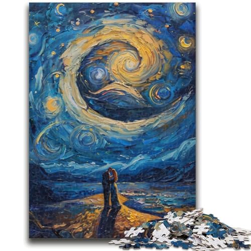 Van Gogh Nachthimmel-Puzzle 1000 Teile für Erwachsene, Geschenke, Staycation, Zeit totzuschlagen, jedes Teil ist einzigartig – anspruchsvolles Familienspiel (38x26cm) von AADSAZA