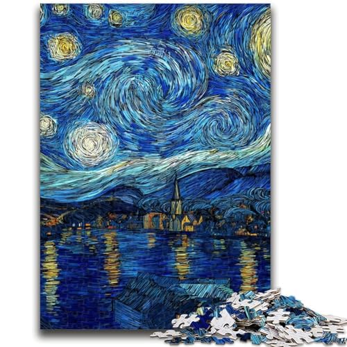 Van Gogh Nachthimmel-Puzzle für Erwachsene, 1000 Teile, hilft dem Gehirn, süchtig machendes Spielzeug zu trainieren, um Geduld bei der Eltern-Kind-Interaktion zu fördern (50x75cm) von AADSAZA