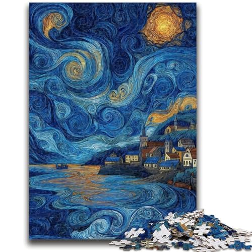 Van Gogh-Puzzle „Nachthimmel“ für Teenager, 1000 Teile, anspruchsvolles Spiel und Familienspaß mit vollständig ineinandergreifenden, zufällig geformten Teilen (38x26cm) von AADSAZA