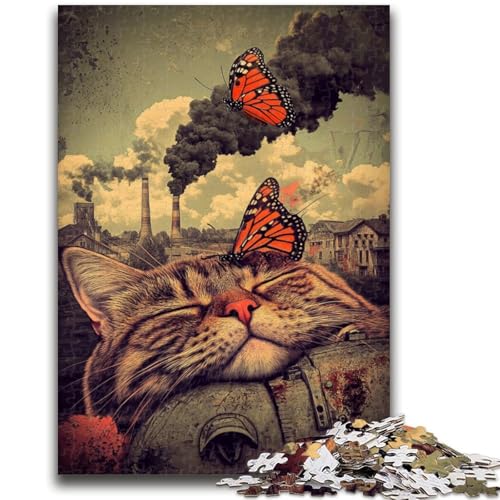 Verschmutzte Schmetterlinge und Katzen, 1000-teiliges Puzzle für Teenager, Lernspielzeug, Familienspiele, Geschenke für Freunde und Familie (38x26cm) von AADSAZA
