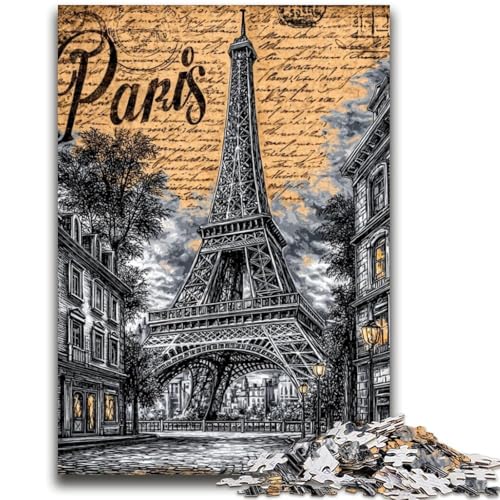 Vintage-Puzzle mit 1000 Teilen im Eiffelturm-Stil für Teenager, Lernspiele, Heimdekoration, Geschenk für die ganze Familie (38x26cm) von AADSAZA
