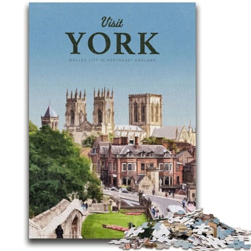 Visit York 1000-teiliges Puzzle für Erwachsene und Jugendliche, Lernspielzeug, lustige Familienspiele, einzigartige Heimdekoration (50x75cm) von AADSAZA