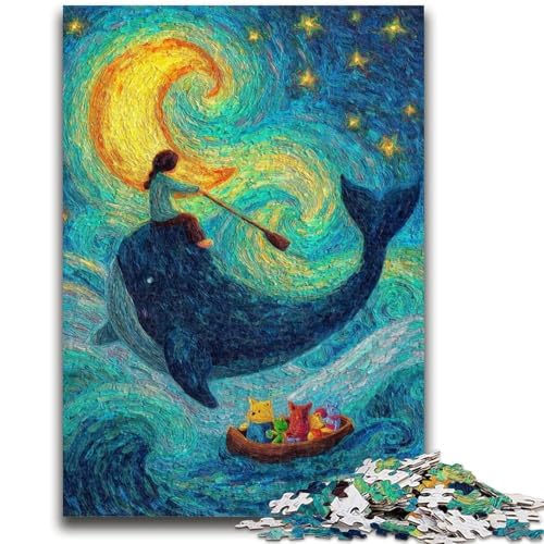 Wale am Nachthimmel, 1000-teiliges Puzzle für Erwachsene und Jugendliche, Spielzeug, Lernspiele, Stressabbau, Wunschliste mit Weihnachtsmann (50x75cm) von AADSAZA