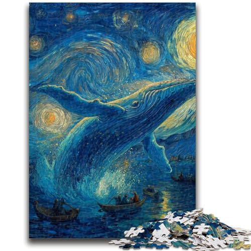 Wale im Sternenhimmel, Puzzle mit 1000 Teilen für Teenager, Denkspiel, Wanddekoration, einzigartige Geburtstags (38x26cm) von AADSAZA