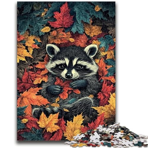Waschbären im Herbst-Puzzle für Teenager, 1000 Teile, anspruchsvolles Spiel und Familienspiel mit vollständig ineinandergreifenden, zufällig geformten Teilen (38x26cm) von AADSAZA