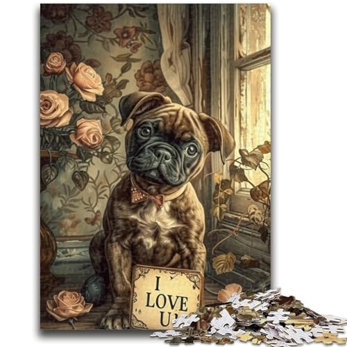 Welpe am Fenster, Puzzle 1000 Teile, für Teenager, Geschenke, Spielzeug, Lernspiele, Stressabbau, tolle Geschenke und Spielzeuge (38x26cm) von AADSAZA