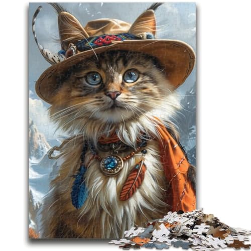 Wikinger-Katzen-Puzzle für Teenager, 1000 Teile, zum Stressabbau, schwierige Herausforderung, einzigartige Heimdekoration und Geschenke (38x26cm) von AADSAZA