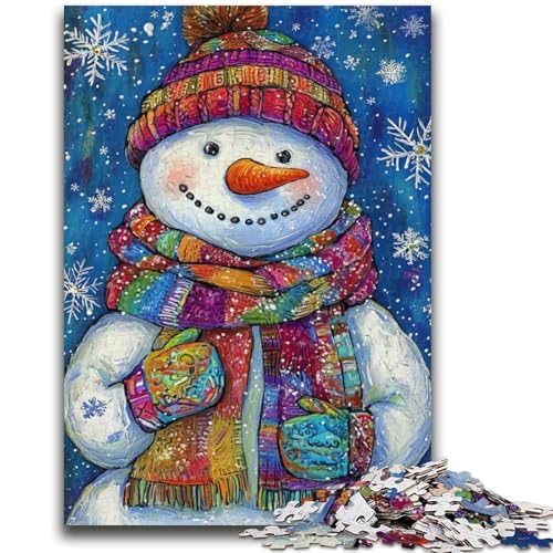 Winter-Schneemann-Puzzle für Teenager, 1000 Teile, dekomprimierendes intellektuelles Lernspielzeug, tolle Geschenke und Spielzeuge (50x75cm) von AADSAZA