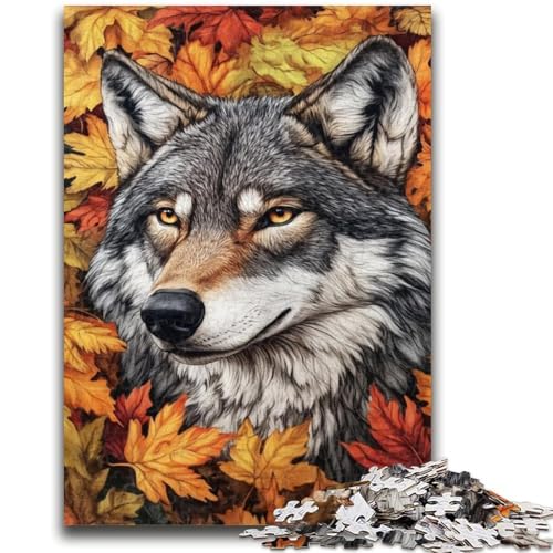 Wölfe und gefallene Blätter, 1000-teiliges Puzzle für Erwachsene und Jugendliche, Denkspiel, Wanddekoration, einzigartige Geburtstags (38x26cm) von AADSAZA