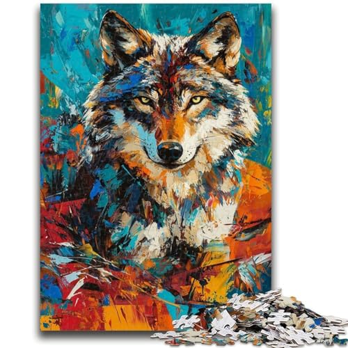 Wolf Art Puzzle für Teenager, 1000 Teile, Dekomprimierendes intellektuelles Lernspielzeug, tolle Geschenke und Spielzeuge (50x75cm) von AADSAZA