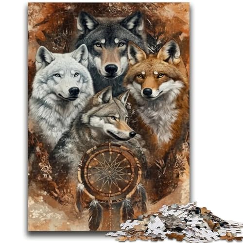 Wolf-Collage-Puzzle 1000 Teile für Teenager, Familienspiel zum Stressabbau, schwierige Herausforderung, tolle Geschenke und Spielzeuge (38x26cm) von AADSAZA