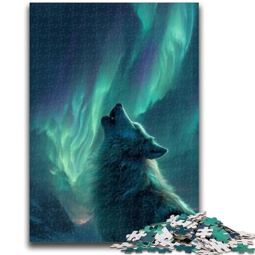 Wolf Under The Aurora 1000-teiliges Puzzle für Erwachsene, Geschenke, dekomprimierendes intellektuelles Lernspielzeug, tolle Geschenke und Spielzeuge (50x75cm) von AADSAZA