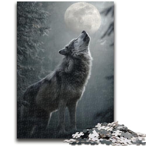 Wolf Under The Moon Puzzle für Erwachsene, 1000 Teile, Zeitvertreib zu Hause mit vollständig ineinandergreifenden, zufällig geformten Teilen (38x26cm) von AADSAZA