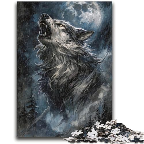 Wolf im Schnee Puzzle 1000 Teile für Teenager Geschenke, Spielzeug Lernspiele Stressabbau Tolle Geschenke und Spielzeuge (50X75cm) von AADSAZA