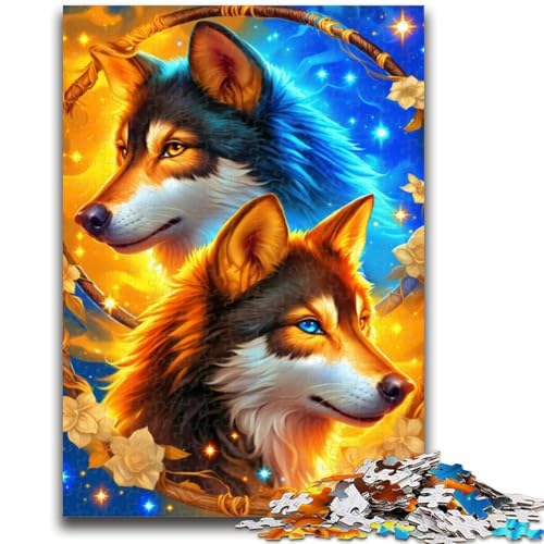 Wolf unter dem Mond Puzzles für Teenager 1000, helfen dem Gehirn beim Trainieren süchtig machender Spielzeuge, um Geduld zu fördern EIN Kunstwerk (50x75cm) von AADSAZA