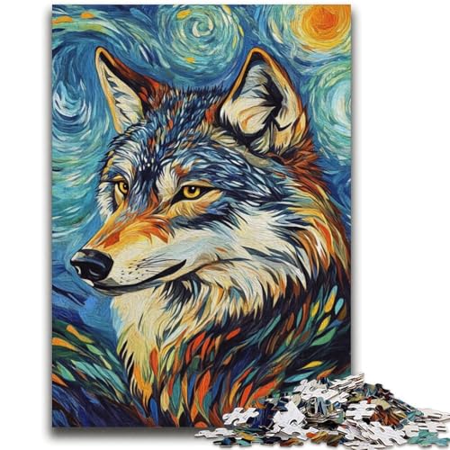 Wolf unter dem Nachthimmel, Puzzle, 2000 Teile, für Teenager, Stressabbau, schwierige Herausforderung, einzigartige Heimdekoration und Geschenke (70x100cm) von AADSAZA