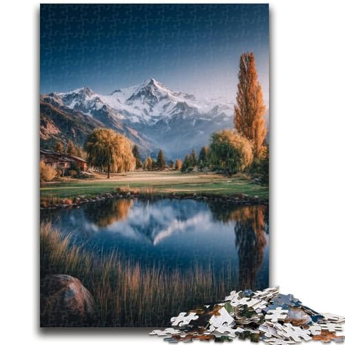 Wunderschöne Berge und Seen-Puzzles für Teenager, 1000 Teile, Stressabbau, schwierige Herausforderung, einzigartige Heimdekoration und Geschenke (38x26cm) von AADSAZA