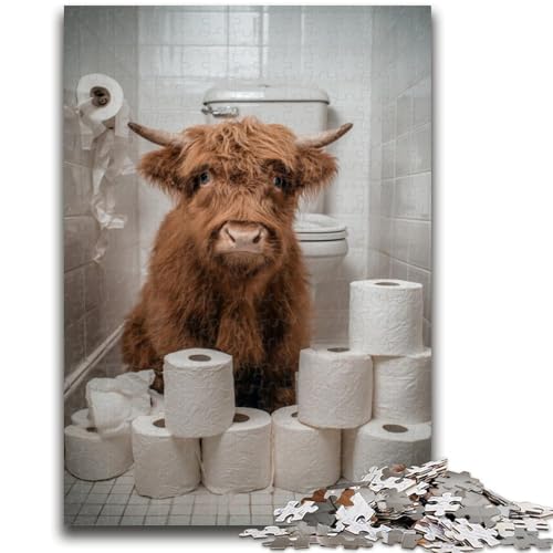 Yak im Badezimmer-Puzzle 1000 Teile für Erwachsene und Jugendliche, Spielzeug, Lernspiele, Stressabbau, tolle Geschenke und Spielzeuge (38x26cm) von AADSAZA