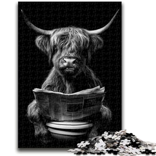 Yak im Badezimmer-Puzzle 1000 Teile für Erwachsene und Jugendliche, Spielzeug, Lernspiele, Stressabbau, tolle Geschenke und Spielzeuge (50x75cm) von AADSAZA